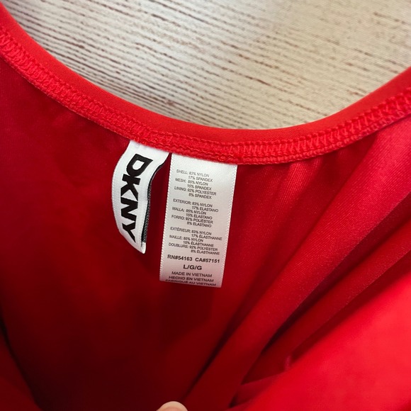 NEW WITH TAGS DKNY CABANA PLUNGE RING FRONT ONE PIECE SWIMSUIT‎ IN RED - Picture 6 of 7